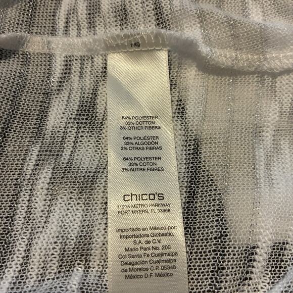 Chicos Zenergy Top NWT Size 2 (L) White Truffle Blaine Stripe Burnout 3/4 Sleeve - Picture 5 of 7